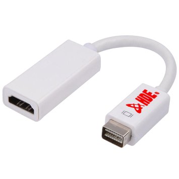 HDE Mini DVI Male to HDMI Female Video Adapter Cable AD-MDVI-HDMI for Apple iMac Macbooks Powerbook G4