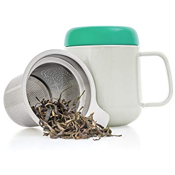 Tealyra - Sumo Ceramic Tea Cup Infuser - 13.5-ounce - Small Mug with Lid and Stainless Steel Filter For Loose Leaf Tea - Tea-For-One - 400 ml