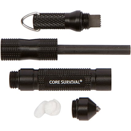 Core Survival Magnesium Fire Starter, Glass Breaker, Tactical Keychain