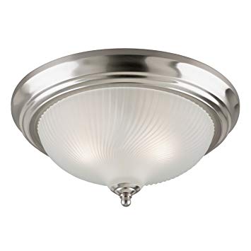 Westinghouse 6430500 Two-Light Flush-Mount Interior Ceiling Fixture, Brushed Nickel Finish with Frosted Swirl Glass