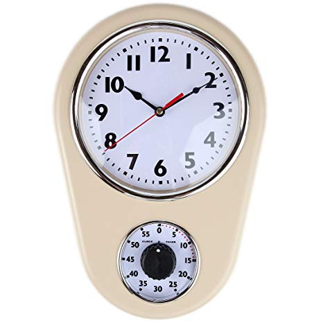 Retro Kitchen Timer Wall Clock. by Lily's Home (Ivory)