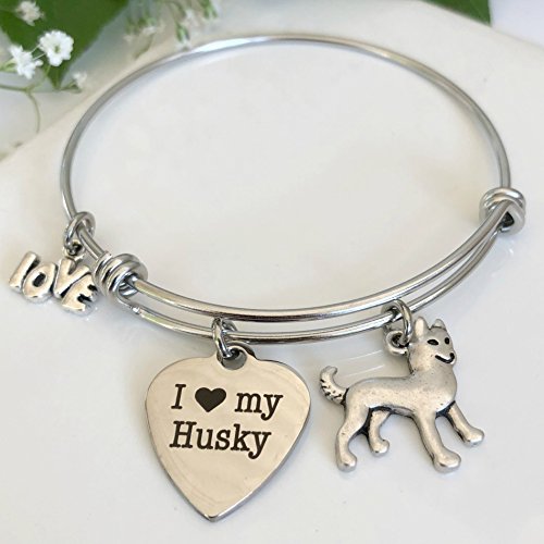 Siberian Husky Dog Bracelet ~ Charm Bangle for Dog Owners ~ Pet Themed Jewelry