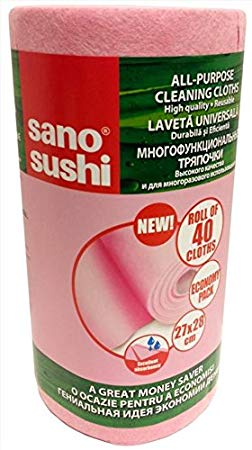 Sano Sushi All Purpose Reusable Cleaning Cloths Roll - Pink - (Roll of 40 Cloths)