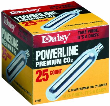 Daisy Outdoor Products CO2 Cylinder (25-Count), Silver, 12gm