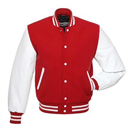 Stewart & Strauss Letterman Jacket (37 Team Colors) - Varsity Jacket with Top Quality Wool & Leather Sleeves - XXS to 6XL