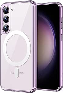 JETech Magnetic Case for Samsung Galaxy S23 6.1-Inch, Compatible with MagSafe, Shockproof Protective Phone Cover, Non-Yellowing Hard Clear PC Back (Purple)