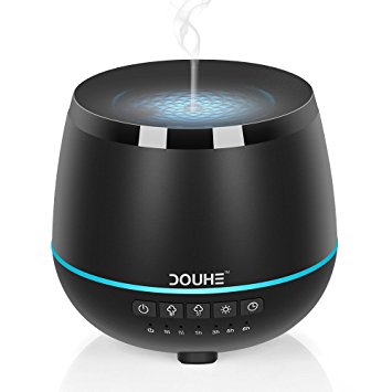 DOUHE Aromatherapy Essential Oil Diffuser 200ml Cool Mist Electric Ultrasonic Humidifier for Office Home Bedroom Yoga Spa Waterless Auto Shut-off Adjustable Mist Mode 4 Light Colors