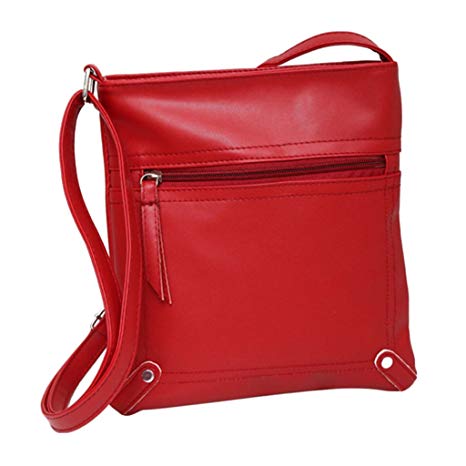 Softmusic Women's Leather Zipper Adjustable Strap Cross Body Shoulder Messenger Bag