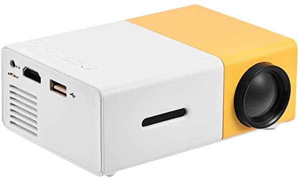 Mini Projector 1080P HD LED Multimedia Home Theater Projector HDMI, AV, USB Support for PS4 Laptop ipad iPhone Smartphone Game TV (White-Yellow)