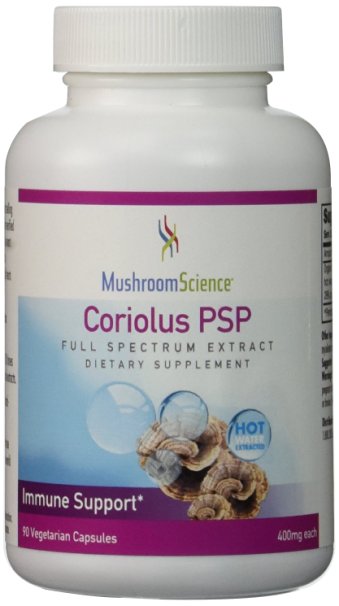 Coriolus PSP 400mg 90 Capsules " Turkey Tail " Immune Heath *NEW Updated Label* by Mushroom Science
