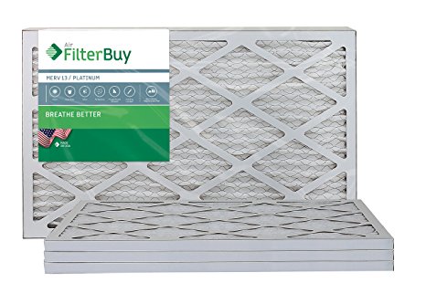 AFB Platinum MERV 13 14x25x1 Pleated AC Furnace Air Filter. Pack of 4 Filters. 100% produced in the USA.