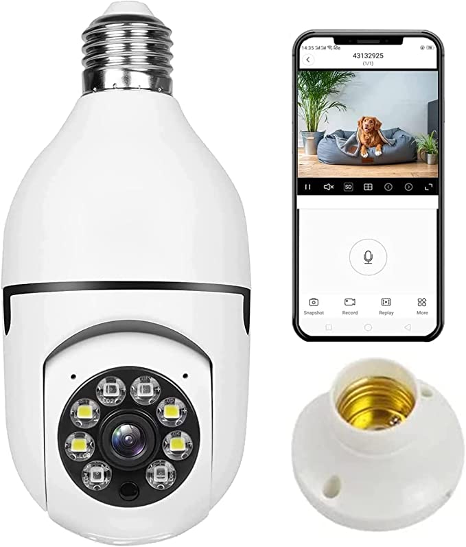 2022 New Light Bulb Camera,Wireless WiFi Indoor Bulb Camera 2.4GHz Home Surveillance Cam,Night Vision,Two Way Audio,Motion Detection,Remote APP Access