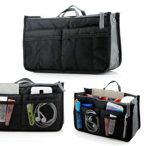 Go Beyond TM Travel Insert Organizer Compartment Bag Handbag Purse Large Liner Insert-Organizer Tote Bag Black