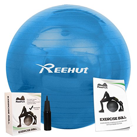 Reehut Anti-Burst Core Exercise Ball with Pump & Ebook for Yoga, Balance, Workout, Fitness- 45cm 55cm 65cm 75cm 85cm