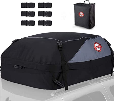 Sailnovo Sac de Toit Voiture pour Voyage Coffre De Toit Voiture Souple Noir éTanche - acve 4 6 Sangles RenforcéEs, Sac De Transport, pour VéHicules avec/sans Barres De Toit