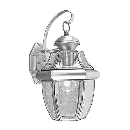 Livex Lighting 2151-91 Monterey 1 Light Outdoor Brushed Nickel Finish Solid Brass Wall Lantern  with Clear Beveled Glass