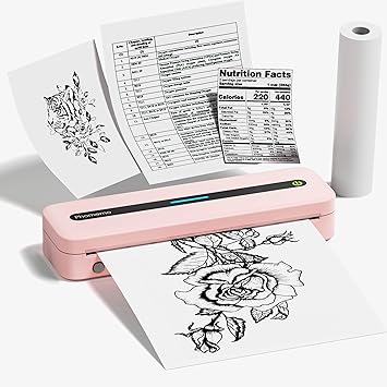 Phomemo M832 Portable Printer A4, Inkless Thermal Printer Compatible with Laptops & Smartphone, Wireless Monochrome Printer for Home, Photo, Tattoo, Pink