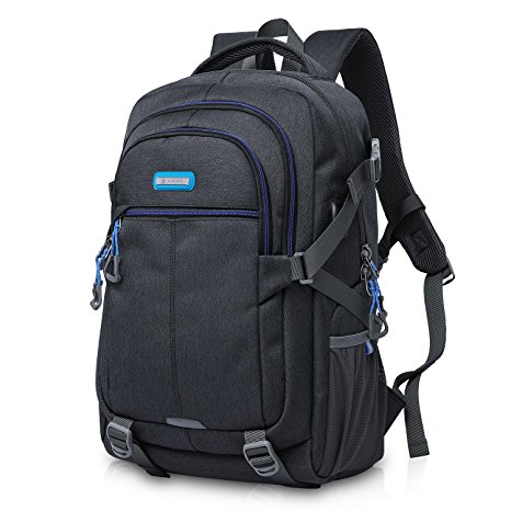 KAKA Water Resistant Laptop Backpack Durable School Bag Rucksack Black