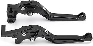 Qiilu Brake Clutch Levers, Universal Motorcycle Handlebar Brake Master Cylinder Clutch Lever, Brake Clutch Levers Replacement for Yamaha MT25 MT‑03 R25 R3(Black)