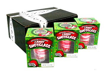 Peppermint Candy Cane Edible Shot Glasses in Gift Box (New Year Party Celebration Candy Shot Glasses New Years) (Includes 3 Shot Glasses)