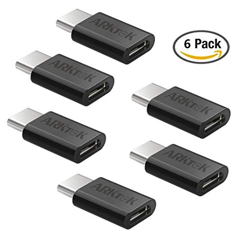 USB-C to Micro USB Adapter, ARKTEK USB Type C (Thunderbolt 3) to Micro USB (Female ) Sync and Charging for Apple MacBook, Chromebook Pixel, Samsung Galaxy S8 S9, Google Pixel 2 XL and more (Pack of 6, Black)