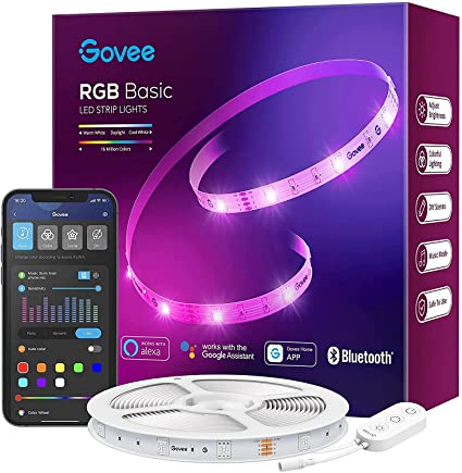 Govee 50ft Smart LED Light Strips, WiFi LED Lights Work with Alexa and Google Assistant, Bright 5050 Color Changing LEDs with App Control, Music Sync LED Strip Lights for Bedroom, Living Room, Kitchen, Party