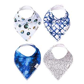 Baby Bandana Drool Bibs for Drooling and Teething 4 Pack Gift Set"Galaxy” by Copper Pearl