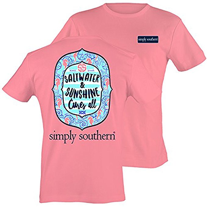 Simply Southern Women's Preppy Sunshine Party Pink Tee