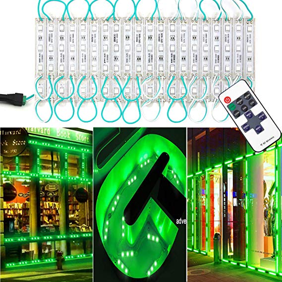 EAGWELL 20 Ft Storefront 40 Pieces Green 5050 LED Light Module,5050 SMD 120 LED Module Store Front Window Sign Strip Light