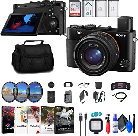 Sony Cyber-Shot DSC-RX1R II Digital Camera (DSCRX1RM2/B)   Filter Kit   64GB Card   2 x NP-BX1 Battery   Card Reader   LED Light   Corel Photo Software   HDMI Cable   Case   Charger   More