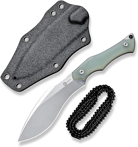 CIVIVI Vaquita II Neck knife, Small Full Tang Fixed Blade Knife with 3.2" Nitro-V Blade Natural G10 Handle, Mini Kuri Knife with a Kydex sheath and a Chain, Designed by Nate Matlack C047C-2