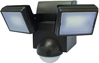 LB1870QBZ 700 Lumen Battery Operated LED Motion Security Light, Twin Head (Includes L-Bracket for Easy Mount) (Bronze)