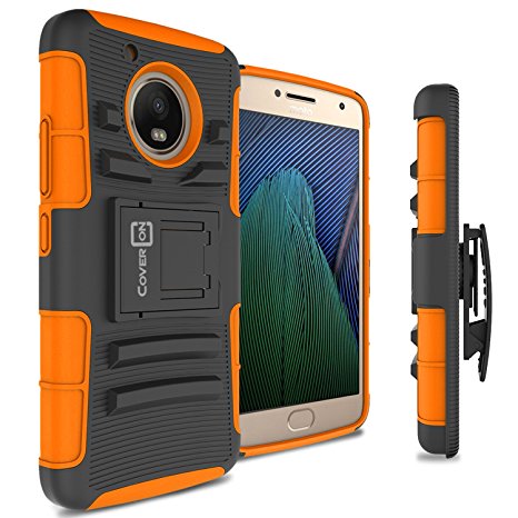 Moto G5 Case, CoverON® [Explorer Series] Holster Hybrid Armor Belt Clip Hard Phone Cover For Motorola Moto G5 / Moto G 5th Generation Holster Case - Neon Orange / Black