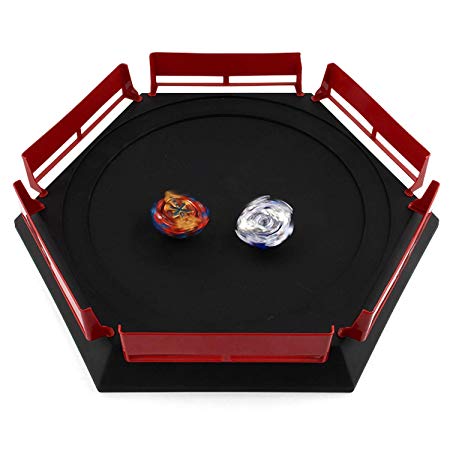 Top Battle Toy, Battle Tops Arena 38.5 x 34cm for Beyblade Burst Stadium Gyro Arena Disk Exciting Duel Spinning Top Launcher Stadium Toy Accessories for Boys Children Birthday Gifts Black