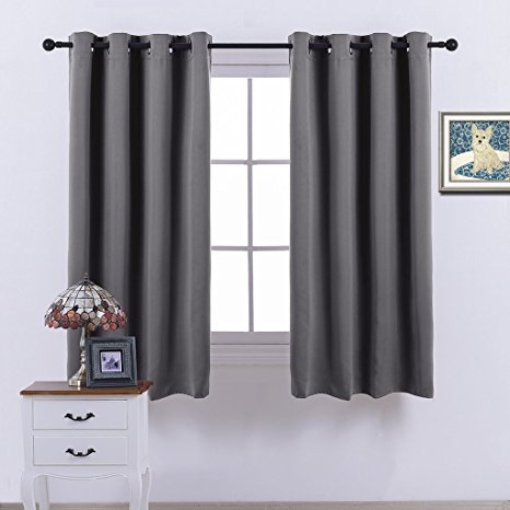 NICETOWN Thermal Insulated Blackout Curtains - Solid Grommet/ Drapes / Rideaux for Bedroom (1 Panel,52 by 63 Inch,Grey)