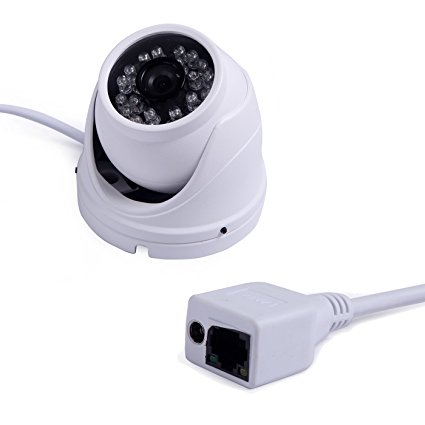 HDE 720P HD 1.0 Megapixel Wired Mini Dome Indoor/Outdoor IP Security Camera IR Night Vision and 3.6mm Lens