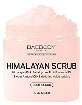 Baebody Himalayan Salt Scrub with Dead Sea Salt, Almond Oil & Vitamin E, 10 Ounces