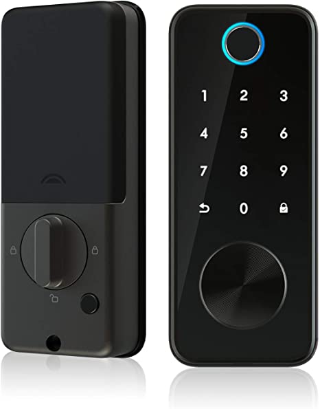 PINEWORLD Q106 Bluetooth Smart Door Lock, Keyless Deadbolt Lock, TUYA App Remotely, Handle Free Reversible