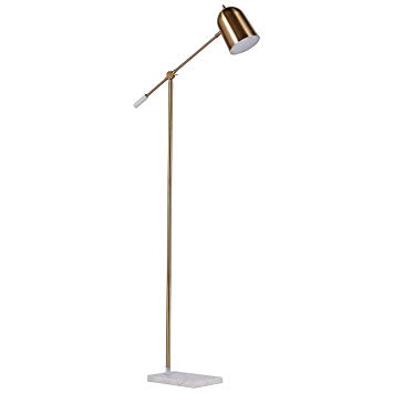 Rivet Avery Marble and Brass  Floor Lamp, 63"H, With Bulb