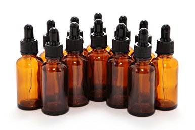 Vivaplex, 12, Amber, 1 oz Glass Bottles, with Glass Eye Droppers