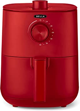 BELLA 2.9QT Manual Air Fryer, No Pre-Heat Needed, No-Oil Frying, Fast Healthy Evenly Cooked Meal Every Time, Removeable Dishwasher Safe Non Stick Pan and Crisping Tray for Easy Clean Up, Matte Red