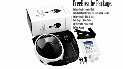 Freebreathe Full Face Snorkeling Mask Detachable Action Camera Mount 180° Panoramic Ocean/Swimming/Seaview Free Breathing Snorkel Masks for Adults and Kids Anti-Leak Anti-Fog Safety Diving