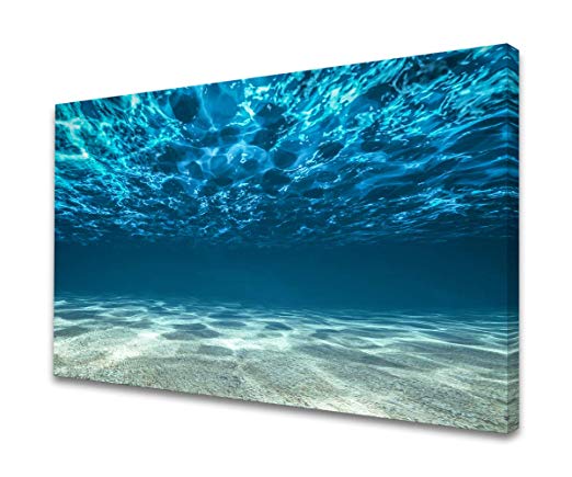 S00769 Print Artwork Blue Ocean Sea Wall Art Canvas Prints Picture Seaview Bottom View Beneath Surface Pictures Painting On Canvas Modern Seascape Framed for Bedroom Living Room Home Office Decor