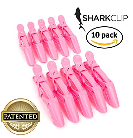 The Hair Shop Shark Clip | Enhanced Croc Crocodile Alligator Grip Clip | Sectioning Tool for Women | US Patented | Professional Salon Quality (10 Pack) (Pink)