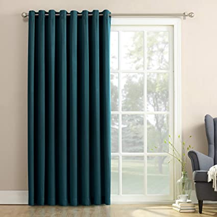 Sun Zero Barrow Grommet Sliding Patio Door Curtain Panel, 100" x 84", Teal