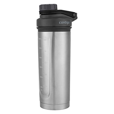 Contigo THERMALOCK Shake & Go Fit Stainless Steel Shaker Bottle, 24 oz, Grey/Black