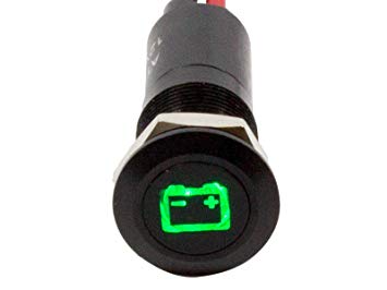 Alpinetech PLB12MS 12mm 1/2" 12V LED Metal Signal Indicator Pilot Dash Light (Battery/Green)