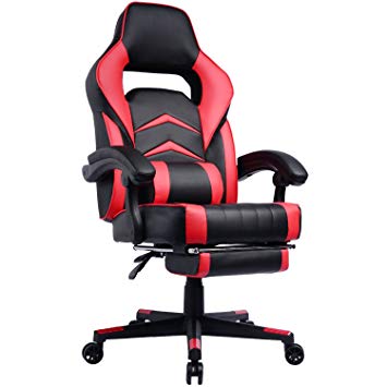 Gaming Chair with Footrest and Reclining Backrest, Racing Style High Back Office Chair - Chaise Gamer