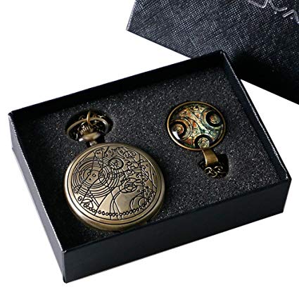 YISUYA Vintage Bronze Doctor Who Retro Dr. Who Quartz Pocket Watch with Necklace & Gift Box