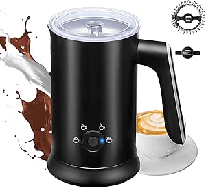 YSSOA Milk Frother and Steamer, 4-in-1 Electric Milk Warmer, 240 ml/8.1 oz Automatic Hot and Cold Foam Maker for Coffee, Macchiato, Latte, Cappuccinos, Hot Chocolate, Black